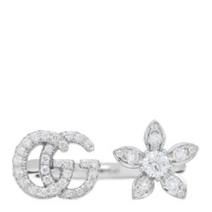 18K White Gold Diamond Flora Open Ring