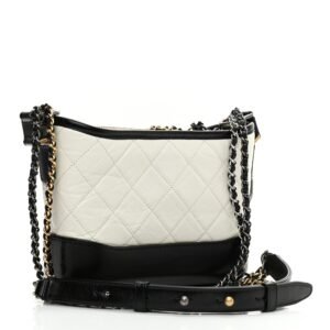 6B3C9209-38AA-B55C-2CBE-2D37984491BA.jpg Aged Calfskin Quilted Small Gabrielle Hobo Black White