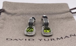 7ED6A062-7CAA-BFC4-0F68-83896371FB7F.jpg Albion® Drop Earrings Sterling Silver with Green Onyx and Diamonds