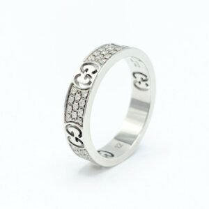 18K White Gold Diamond Icon Stardust Thin Band Ring