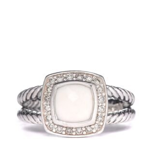 A3ACE8C1-238A-402C-2F2F-886A94F01436.jpg Sterling Silver Diamond White Agate 7mm Petite Albion Ring