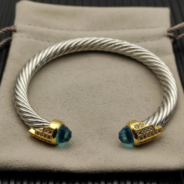 ABB48175-6BCE-5D81-66AF-92591C423AFF.jpg 7mm Cable Bracelet with Aquamarine & Diamond Accents ??Gold Cap