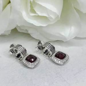 D4F5F86D-95C4-55DB-26FE-C2A6D1D525F5.jpg Albion® Drop Earrings Sterling Silver with Red Onyx and Diamonds