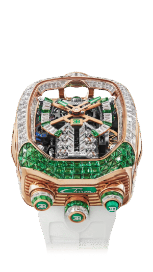 Bugatti Chiron Tourbillon Baguette |  Rose Gold (Diamonds & Tsavorites) Jacob & Co.